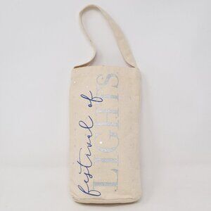 Festival of Lights Canvas Wine Bottle Gift Bag Hanukkah Holidays Winter Festive